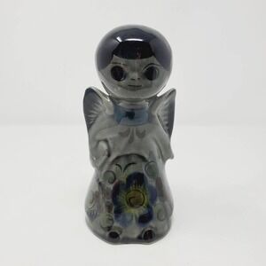 11. Vintage Hand Painted Tonala Pottery Angel Mexico Marked Glazed Figurine